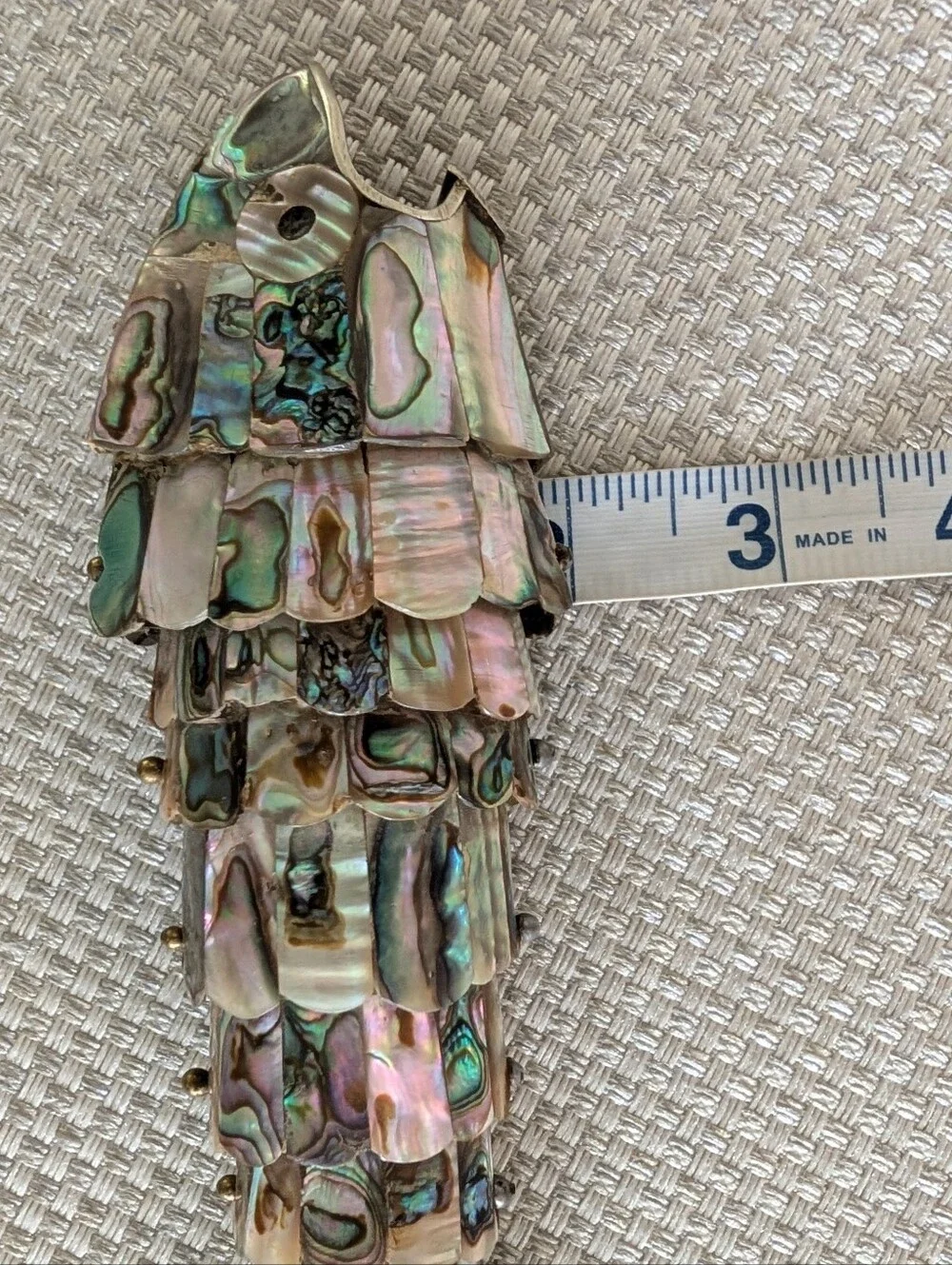 vintage ABALONE SHELL articulated fish bottle opener